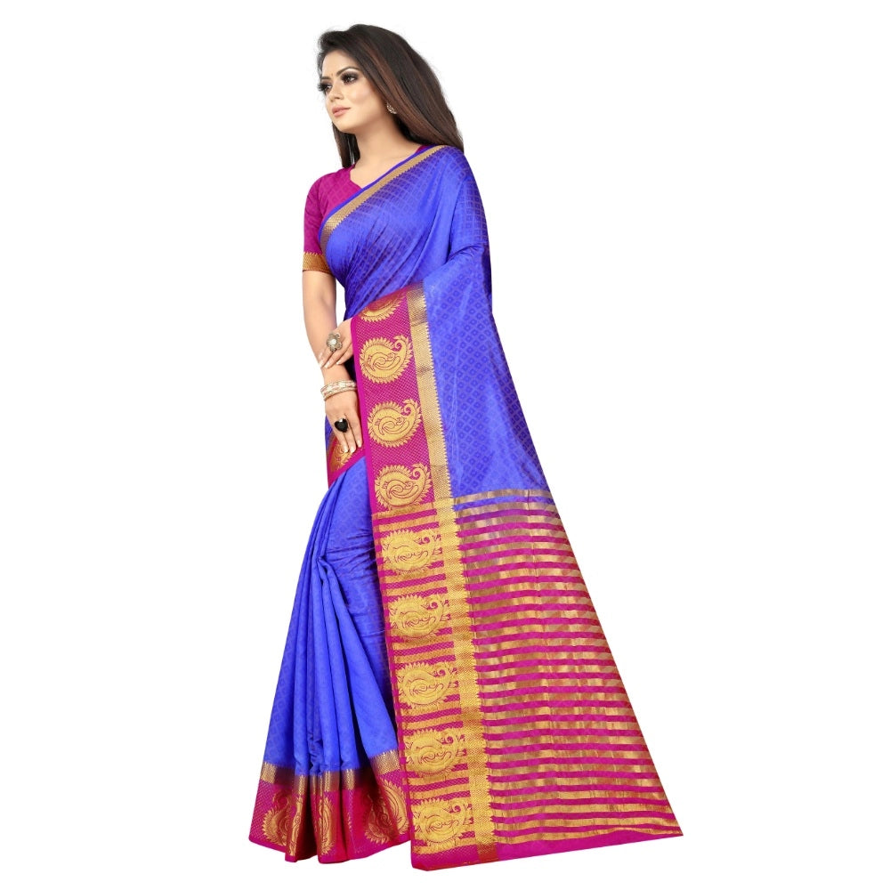 Kanjivaram Silk Saree With Unstitched Blouse Piece