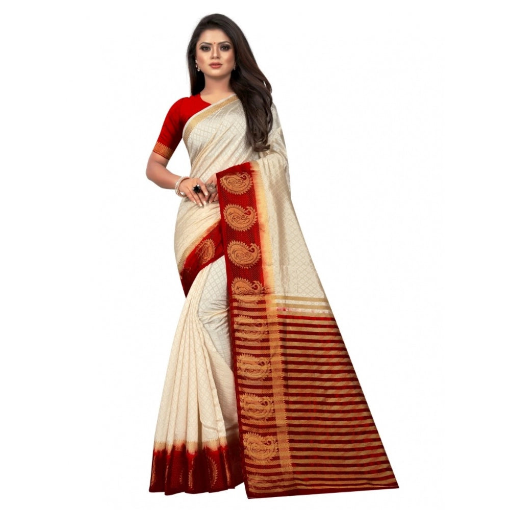 Kanjivaram Silk Saree With Unstitched Blouse Piece