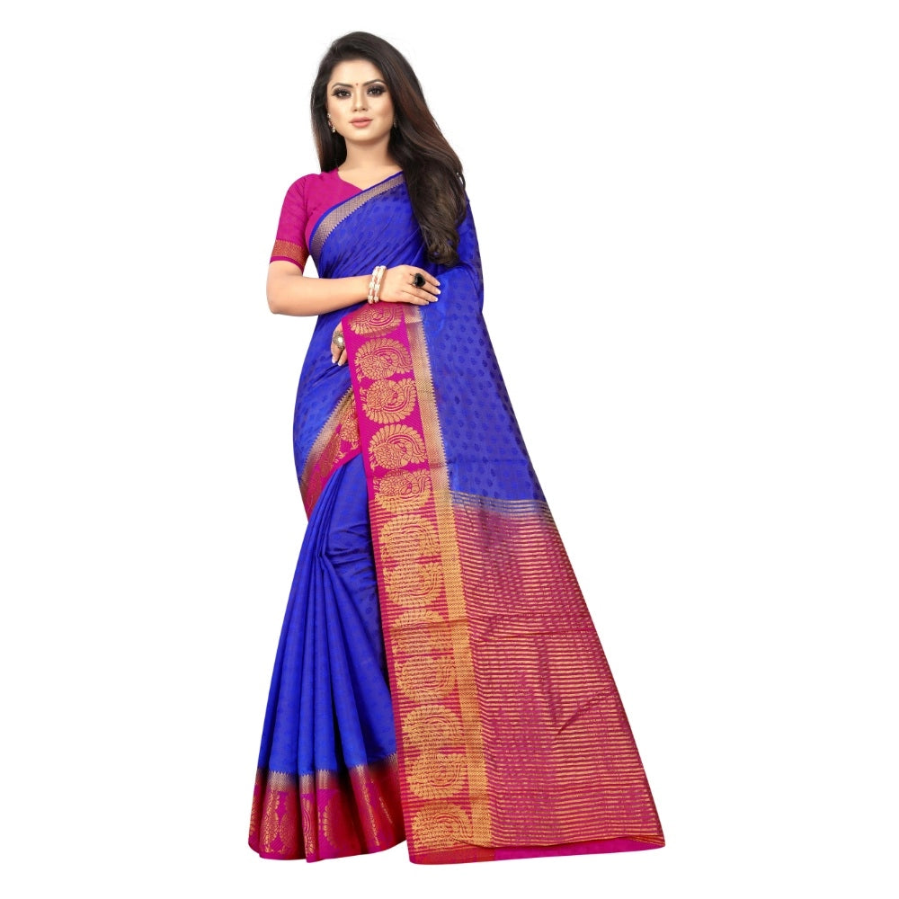 Kanjivaram Silk Saree With Unstitched Blouse Piece