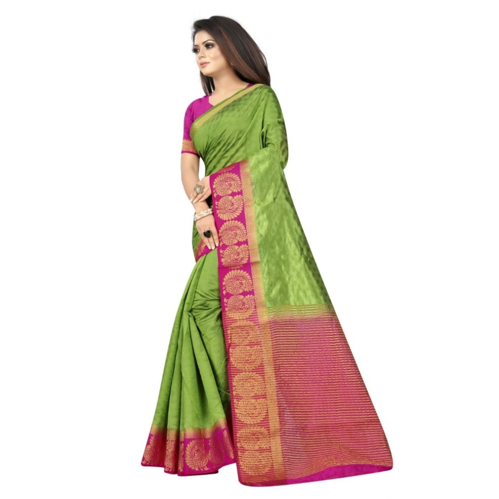 Kanjivaram Silk Saree With Unstitched Blouse Piece