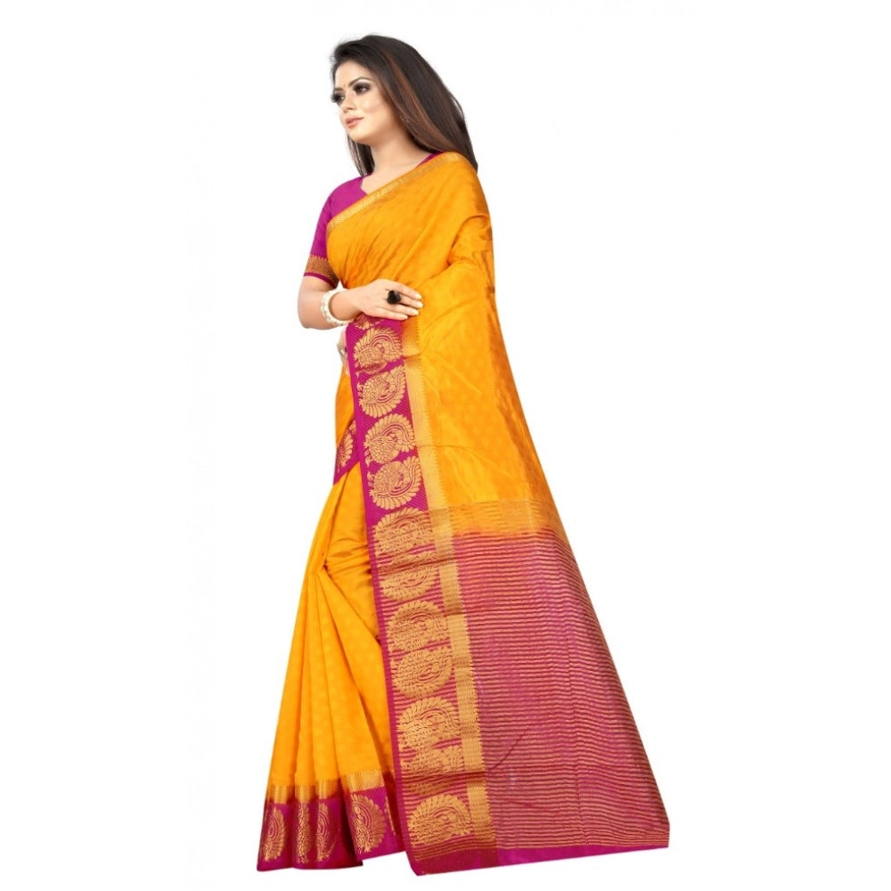 Kanjivaram Silk Saree With Unstitched Blouse Piece