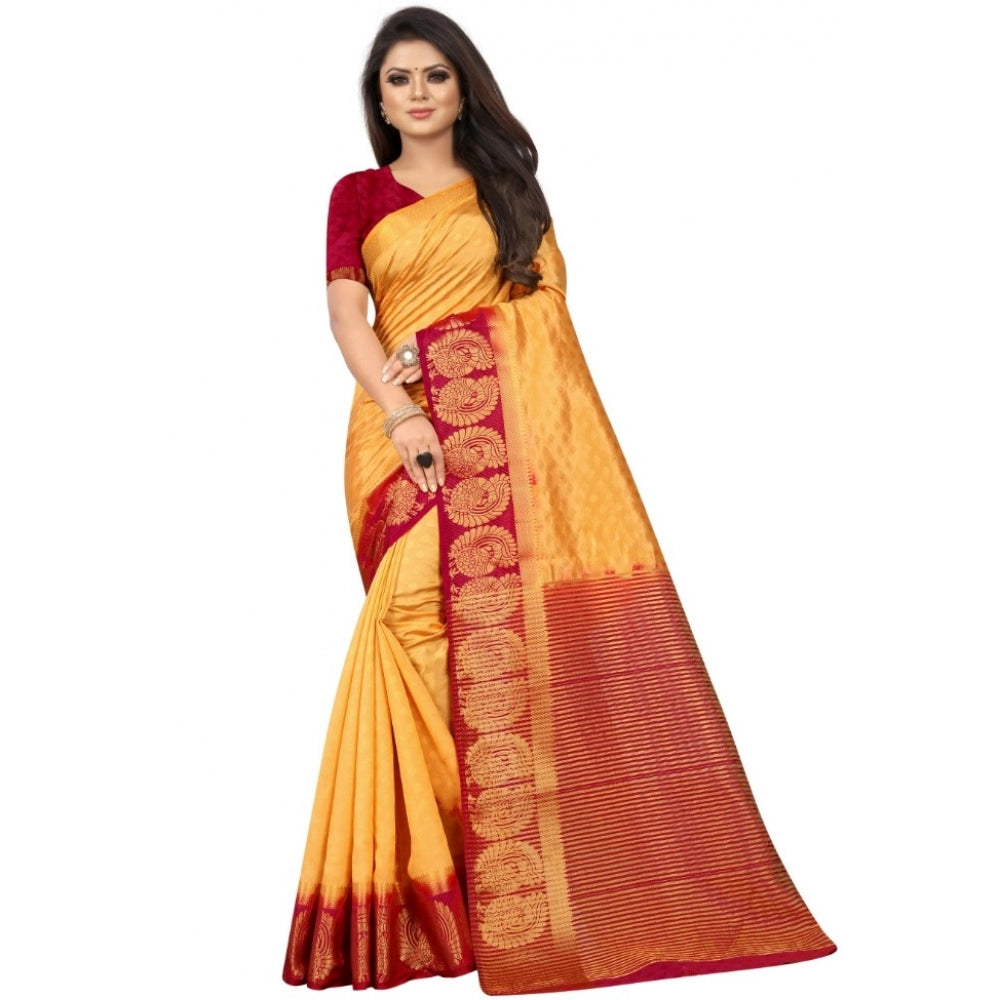 Kanjivaram Silk Saree With Unstitched Blouse Piece