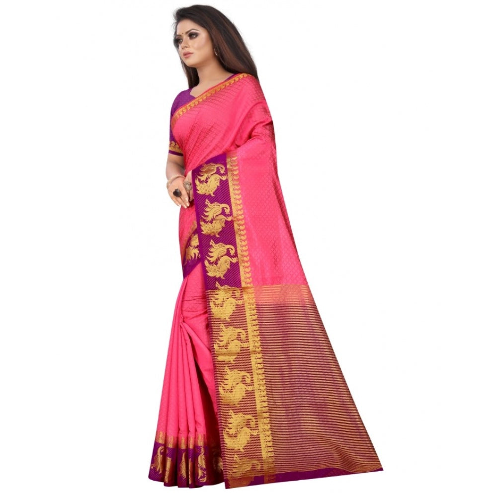 Kanjivaram Silk Saree With Unstitched Blouse Piece