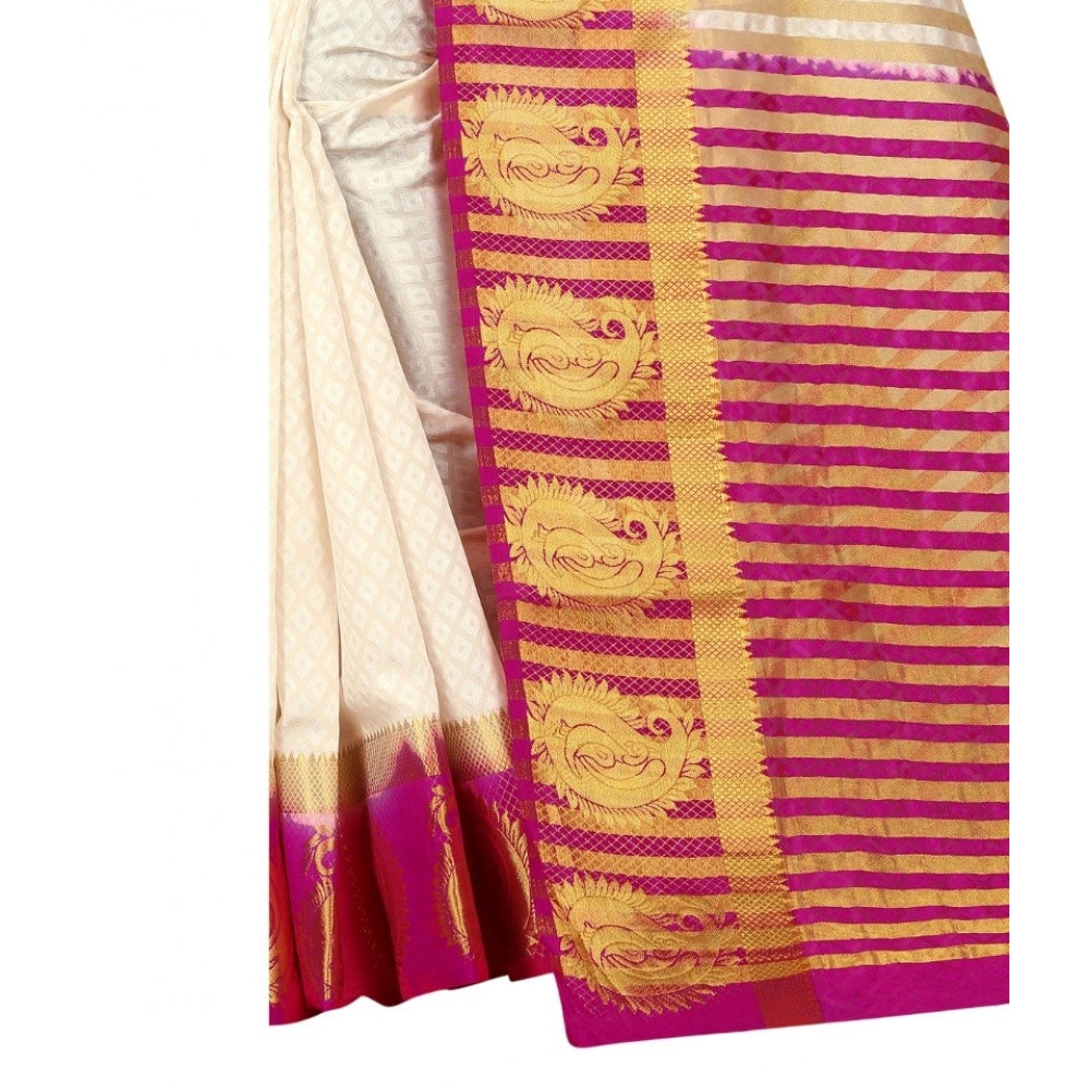 Kanjivaram Silk Saree With Unstitched Blouse Piece