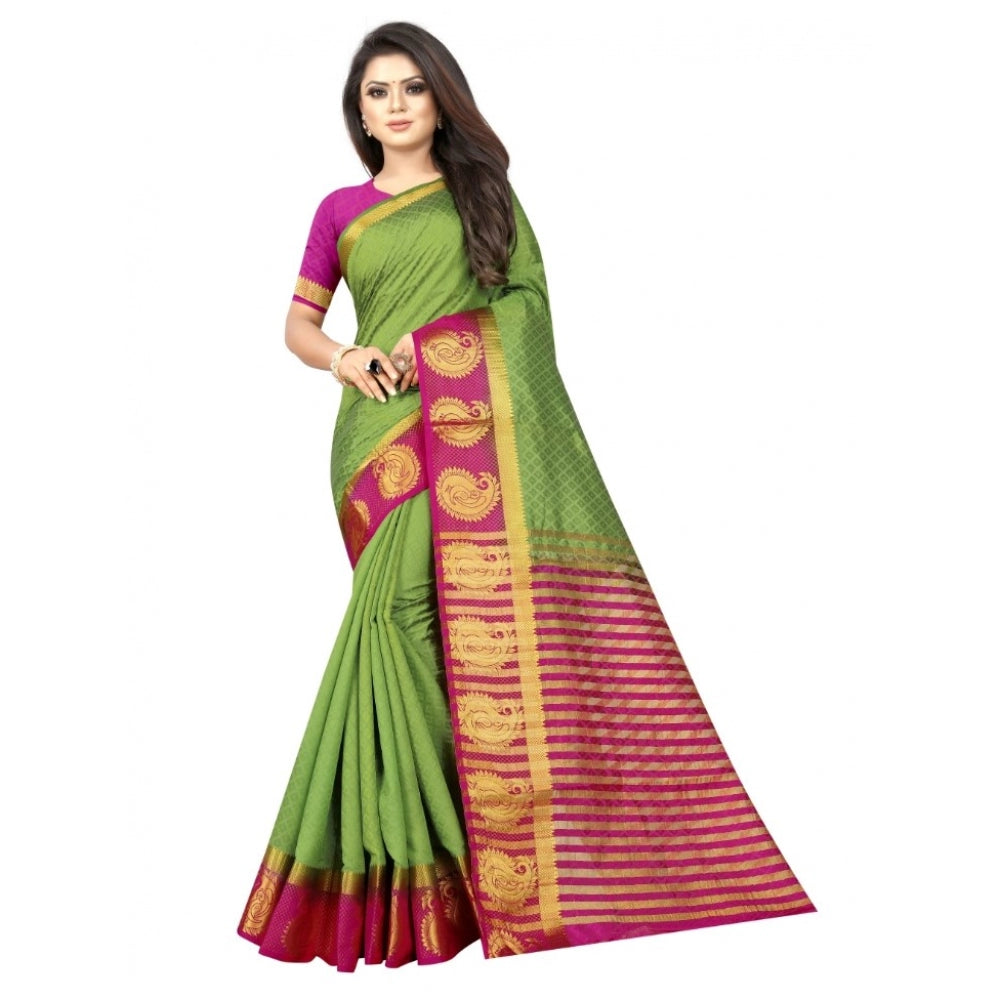 Kanjivaram Silk Saree With Unstitched Blouse Piece