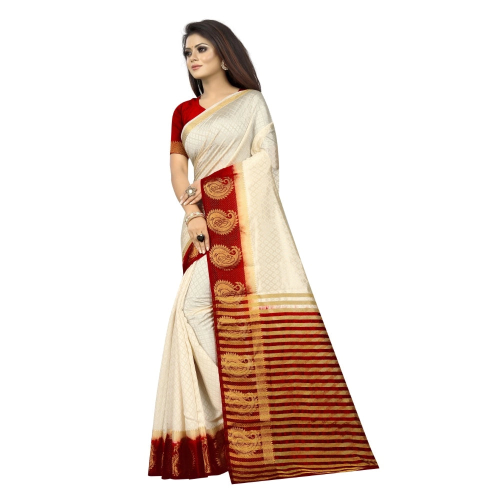 Kanjivaram Silk Saree With Unstitched Blouse Piece