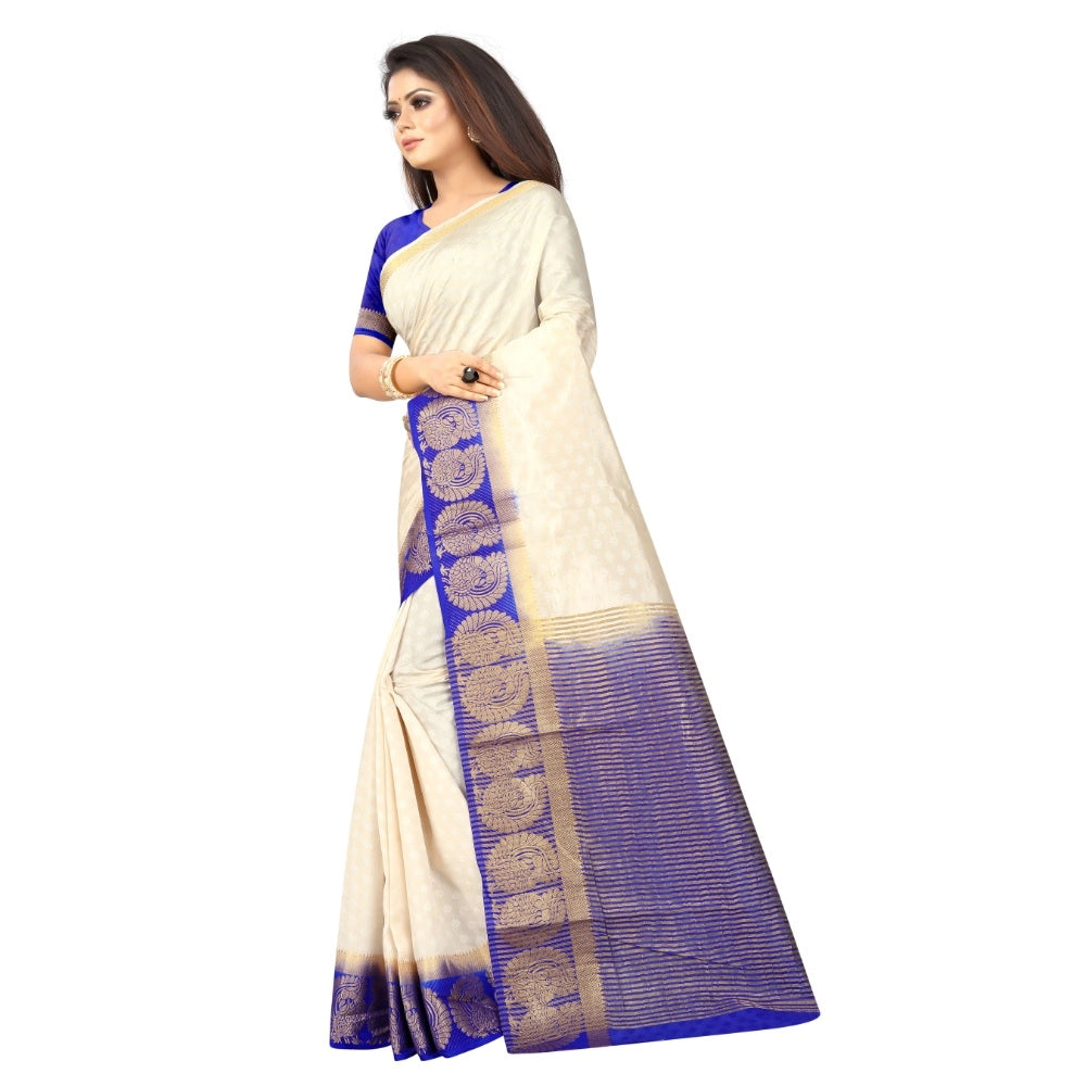 Kanjivaram Silk Saree With Unstitched Blouse Piece