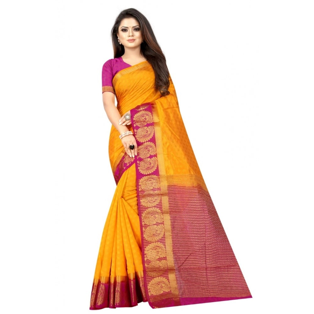 Kanjivaram Silk Saree With Unstitched Blouse Piece