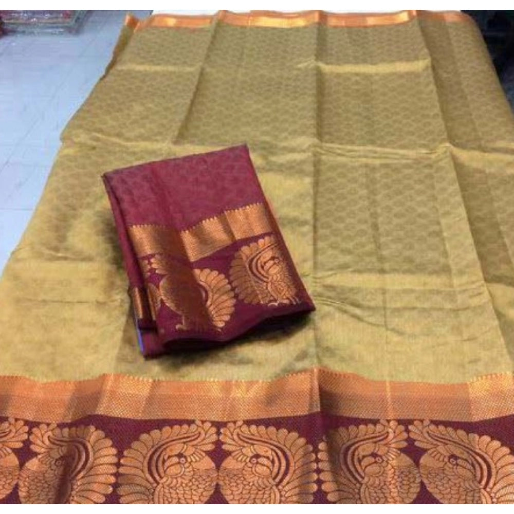 Kanjivaram Silk Saree With Unstitched Blouse Piece