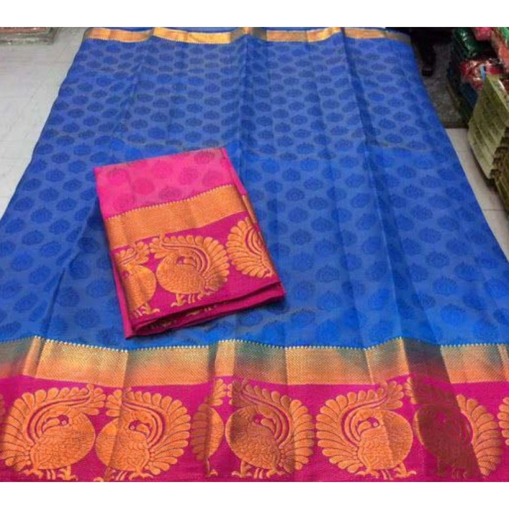 Kanjivaram Silk Saree With Unstitched Blouse Piece