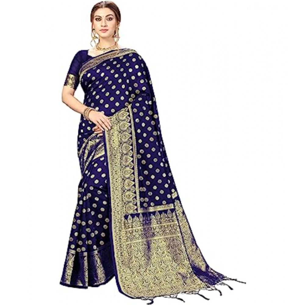 Floral Pattern Jacquard Woven Banarasi Art Silk Saree With Unstitched Blouse Piece