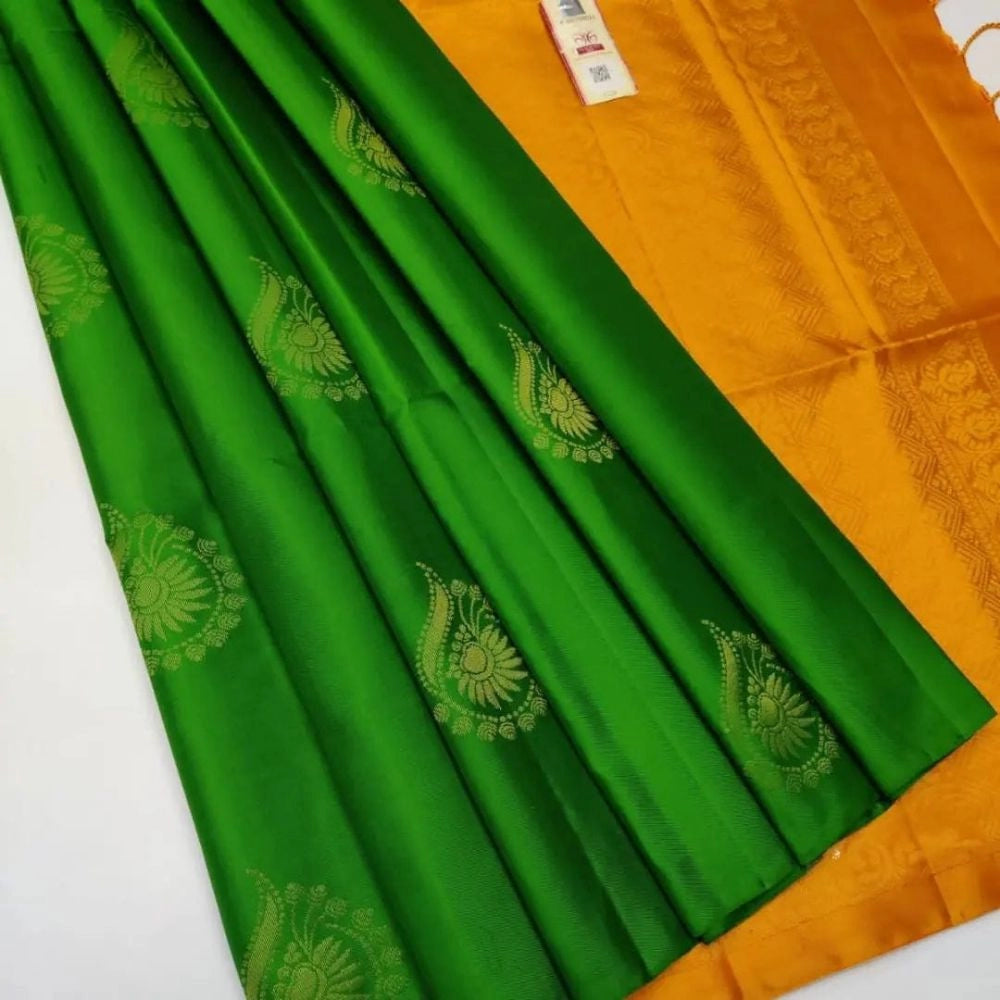 Borderless Kanjivaram Silk Sarees With Unstitched Blouse