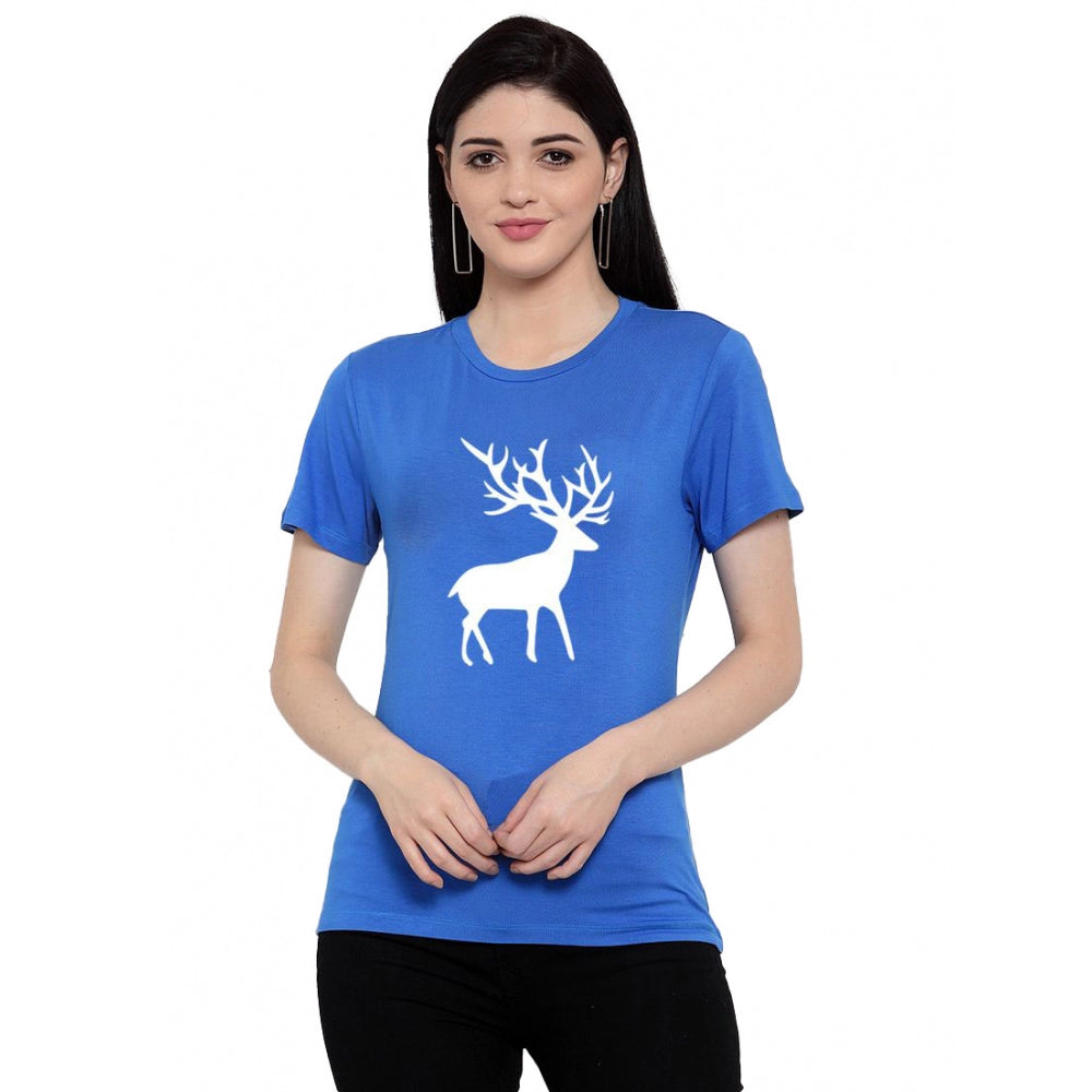 Cotton Blend Deer Printed T-Shirt