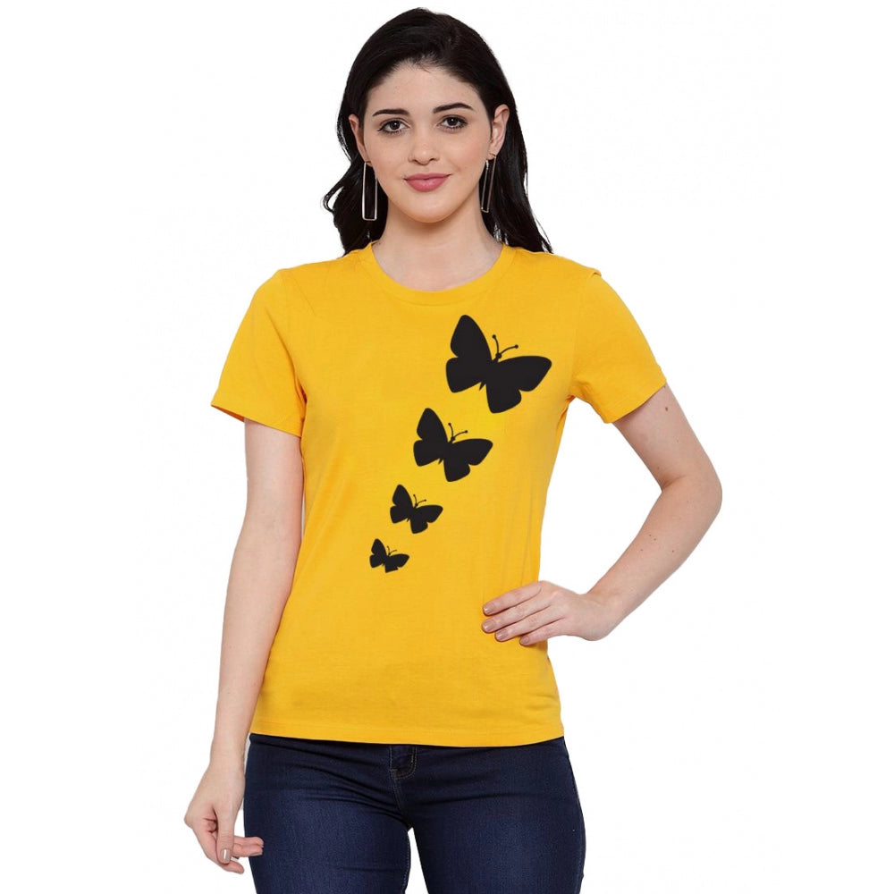 Cotton Blend Butterflies Printed T-Shirt