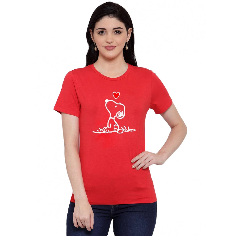 Cotton Blend Snoopy Peanuts Inspired Cartoon Printed T-Shirt