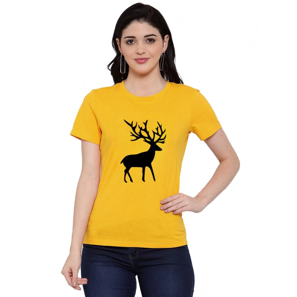 Cotton Blend Deer Printed T-Shirt