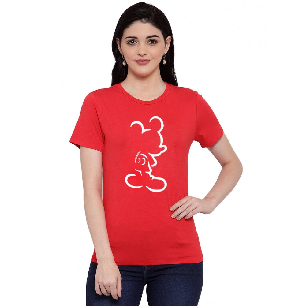 Cotton Blend Mickey Mouse Line Art Printed T-Shirt