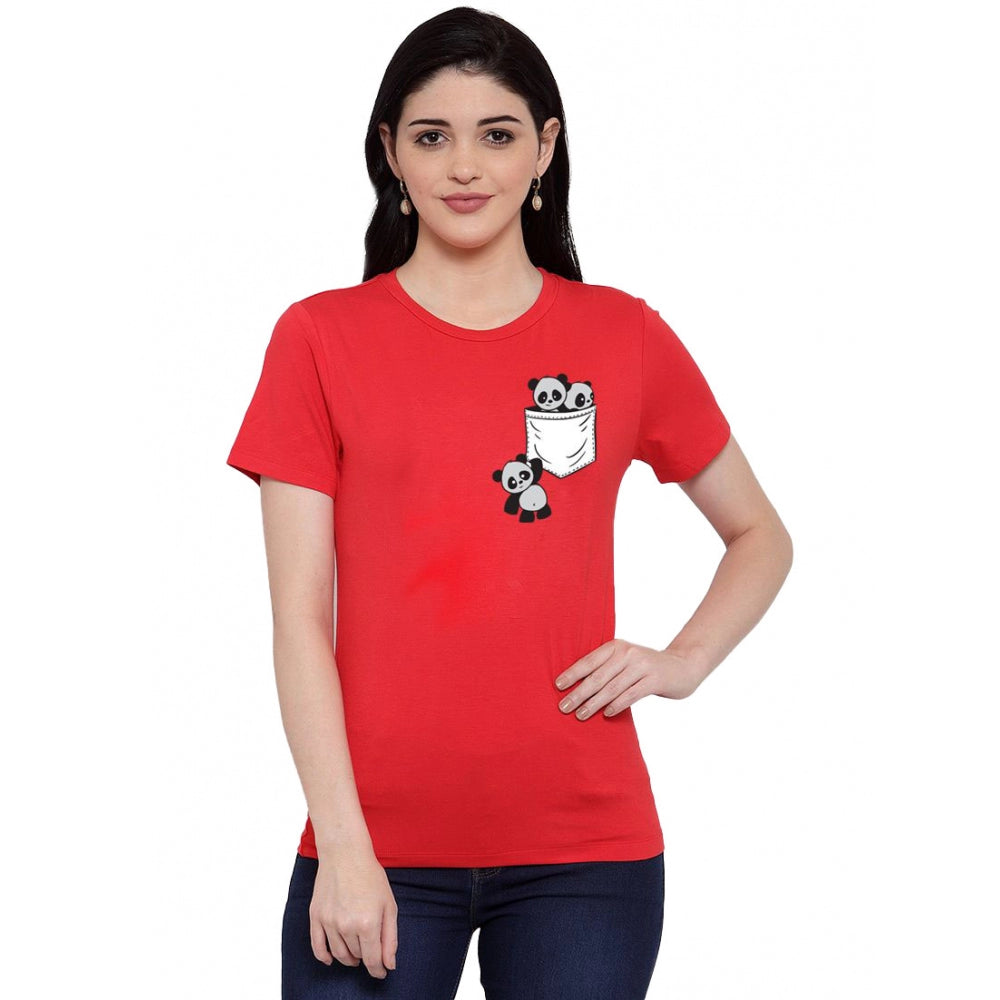 Cotton Blend Pandas In My Pocket Printed T-Shirt