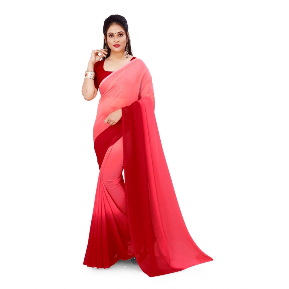 Georgette Printed Saree With Unstitched Blouse