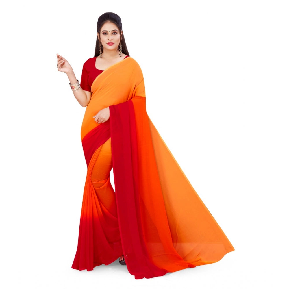 Georgette Printed Saree With Unstitched Blouse