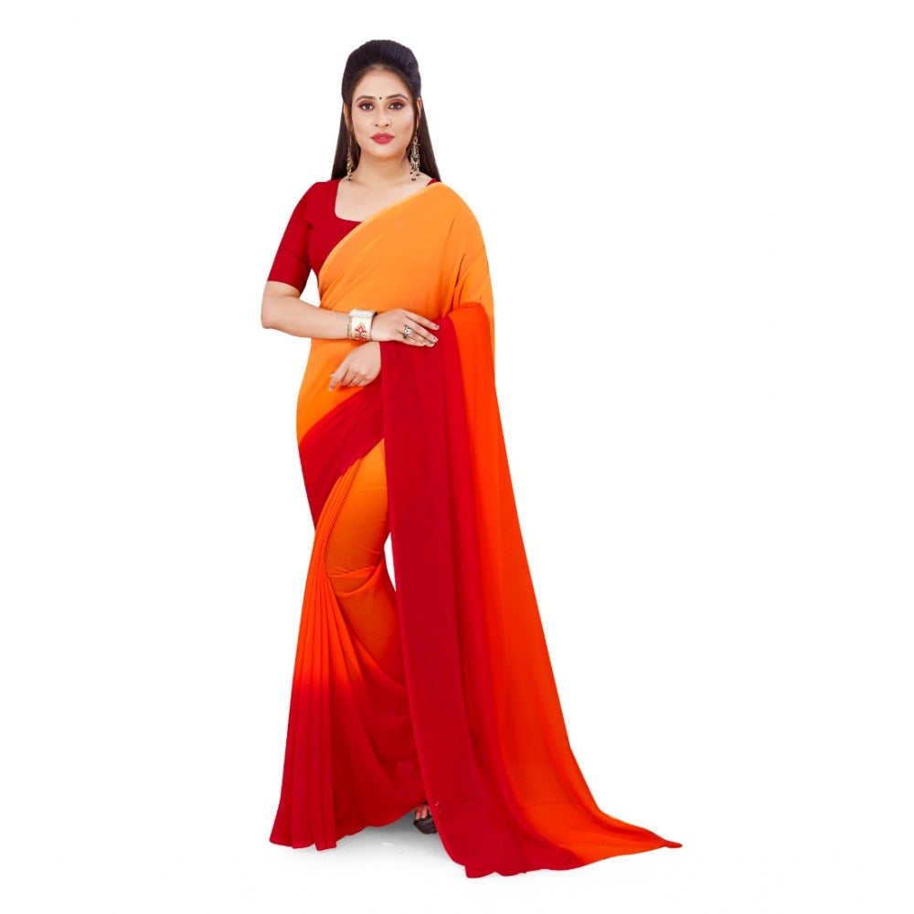 Georgette Printed Saree With Unstitched Blouse