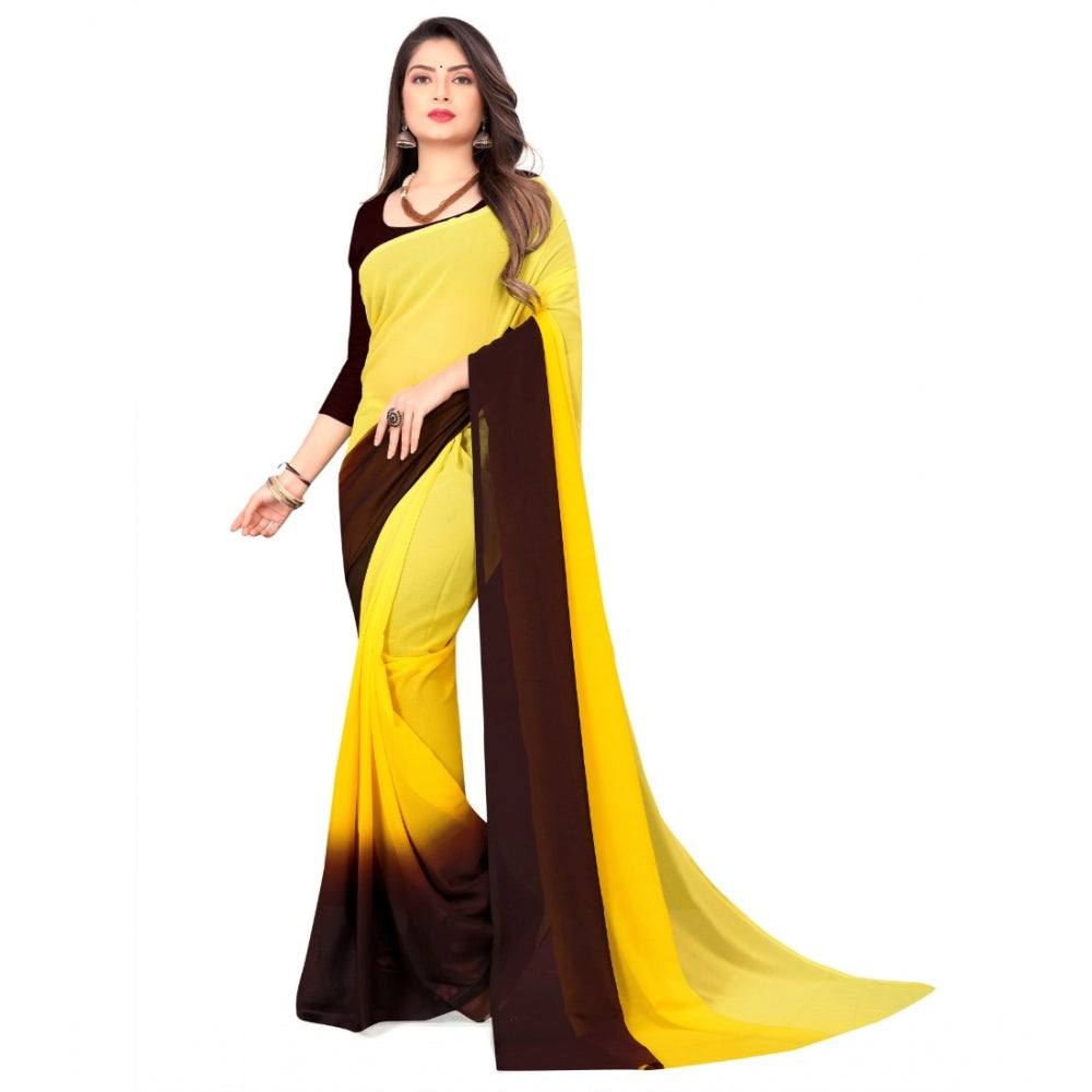 Georgette Printed Saree With Unstitched Blouse