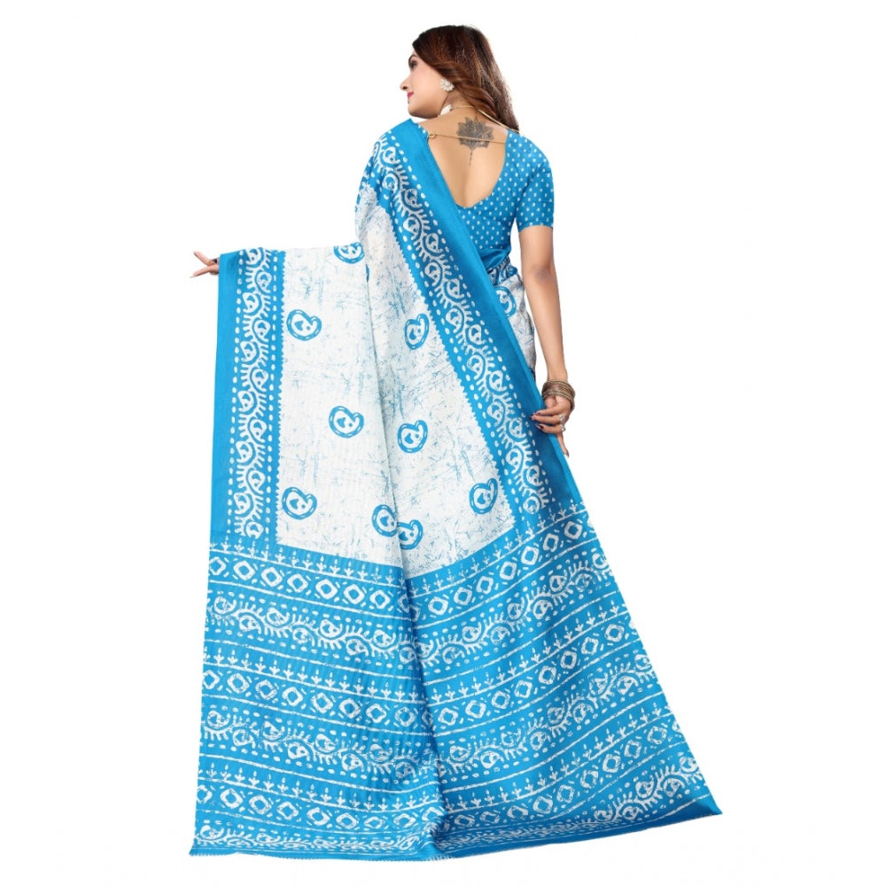 Art Silk Printed Saree With Unstitched Blouse