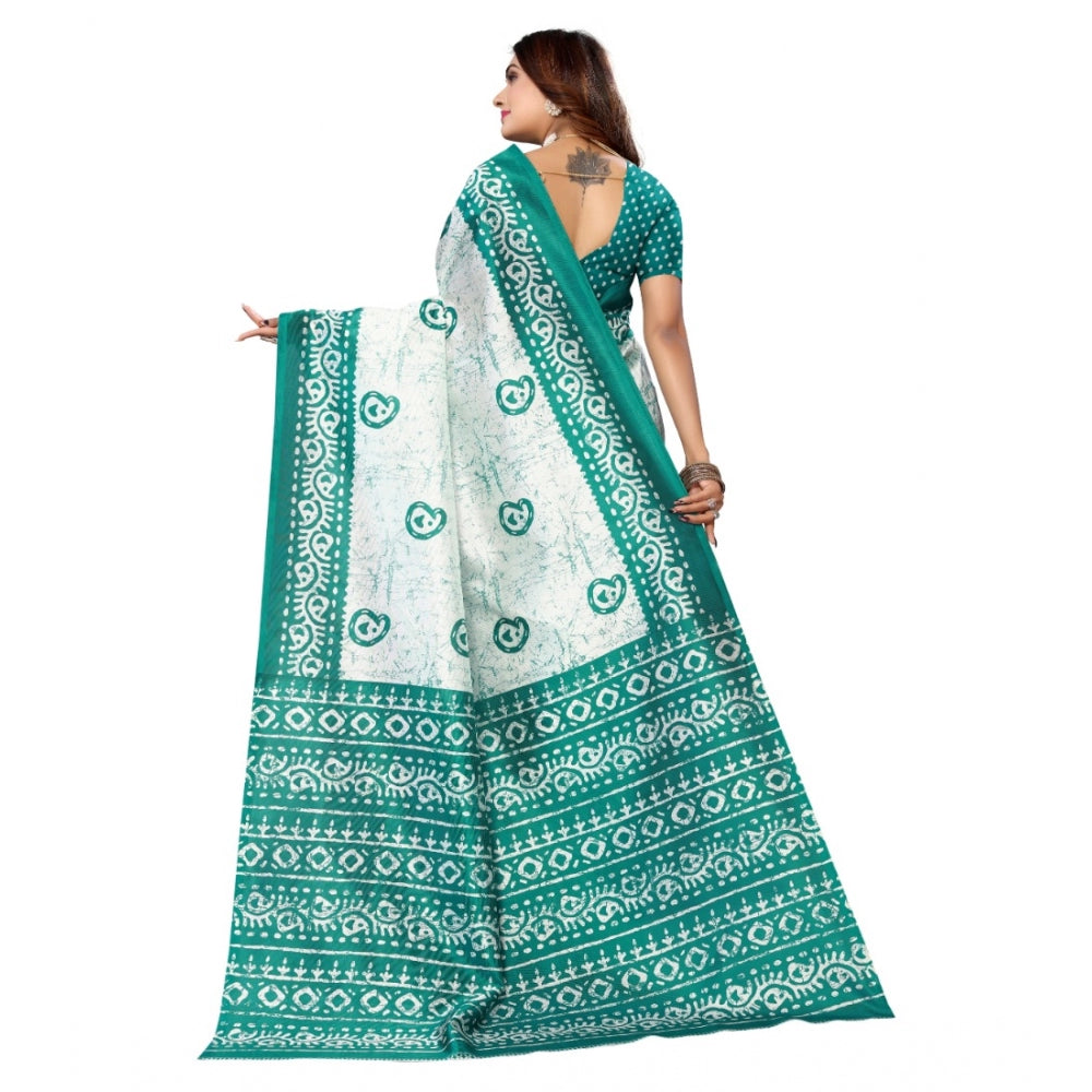 Art Silk Printed Saree With Unstitched Blouse