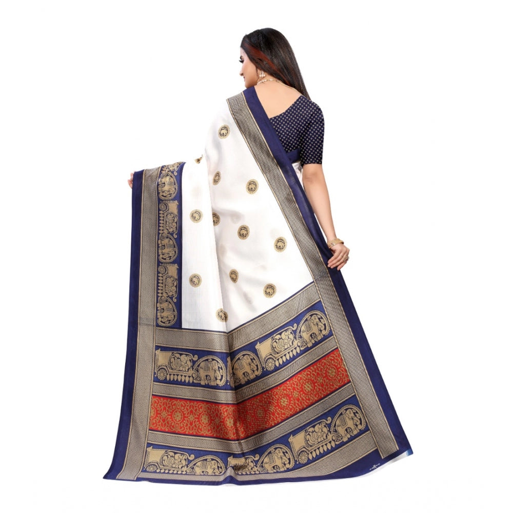 Art Silk Printed Saree With Unstitched Blouse