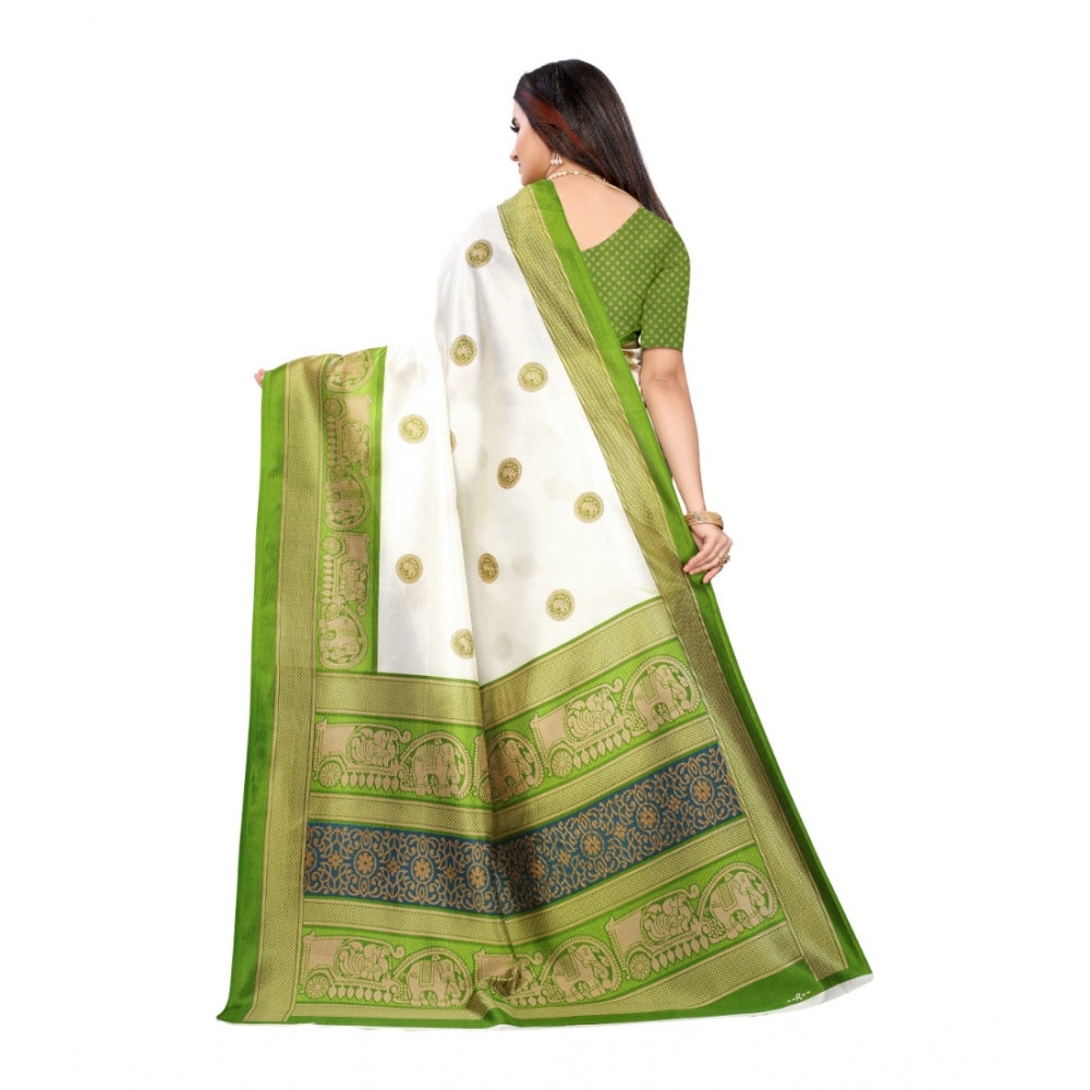 Art Silk Printed Saree With Unstitched Blouse