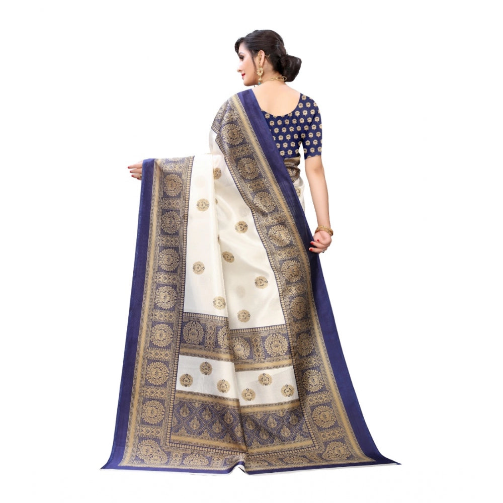 Art Silk Printed Saree With Unstitched Blouse