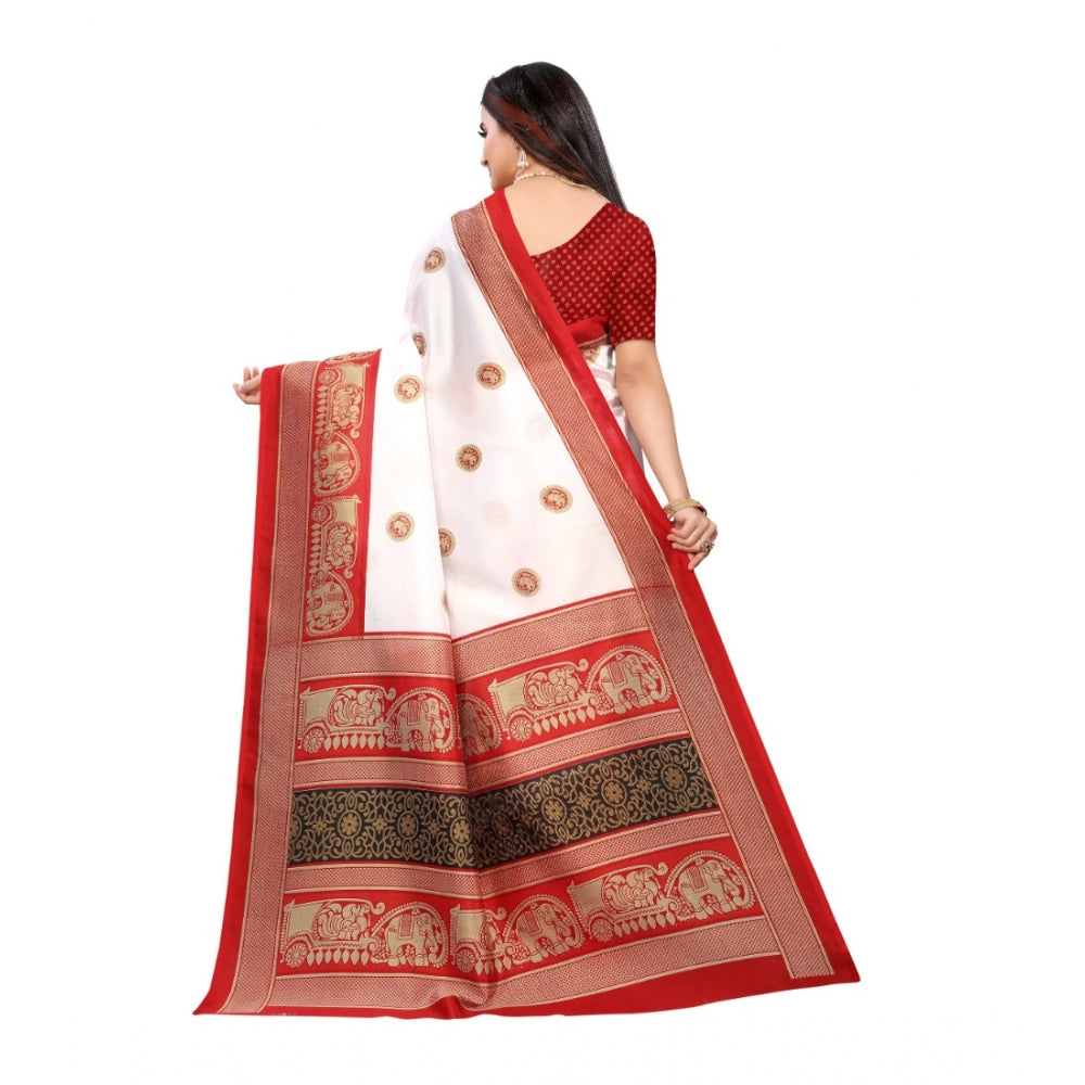 Art Silk Printed Saree With Unstitched Blouse