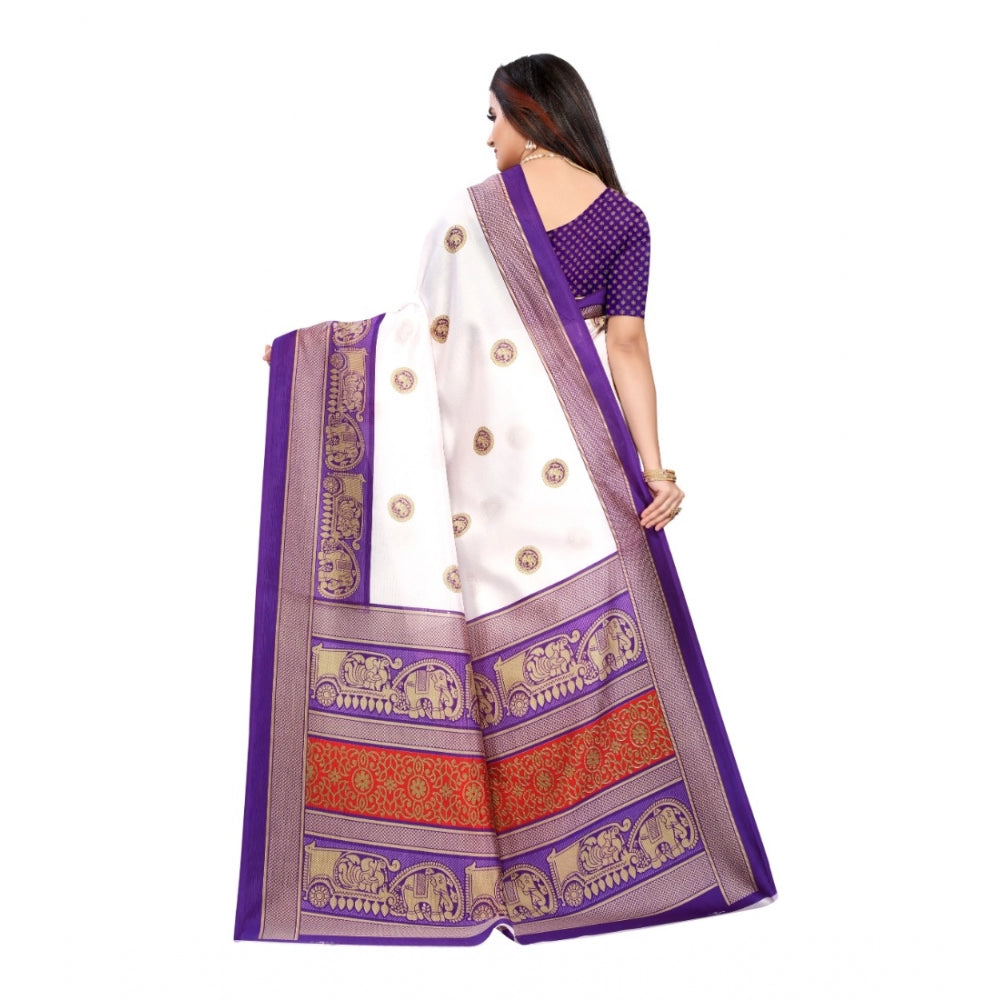 Art Silk Printed Saree With Unstitched Blouse