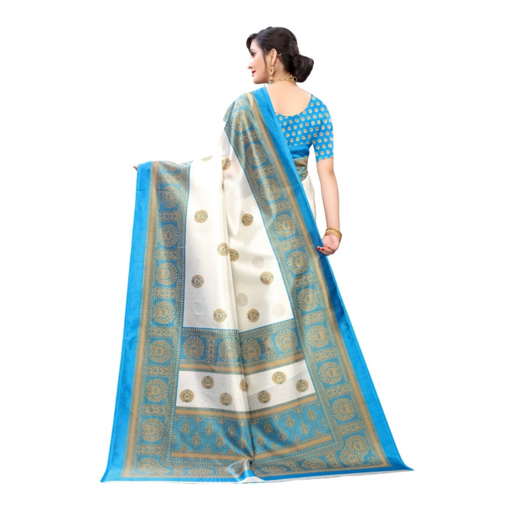 Art Silk Printed Saree With Unstitched Blouse