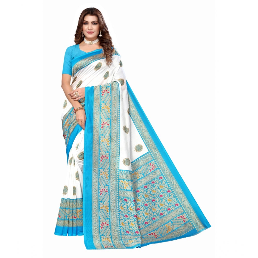 Art Silk Printed Saree With Unstitched Blouse