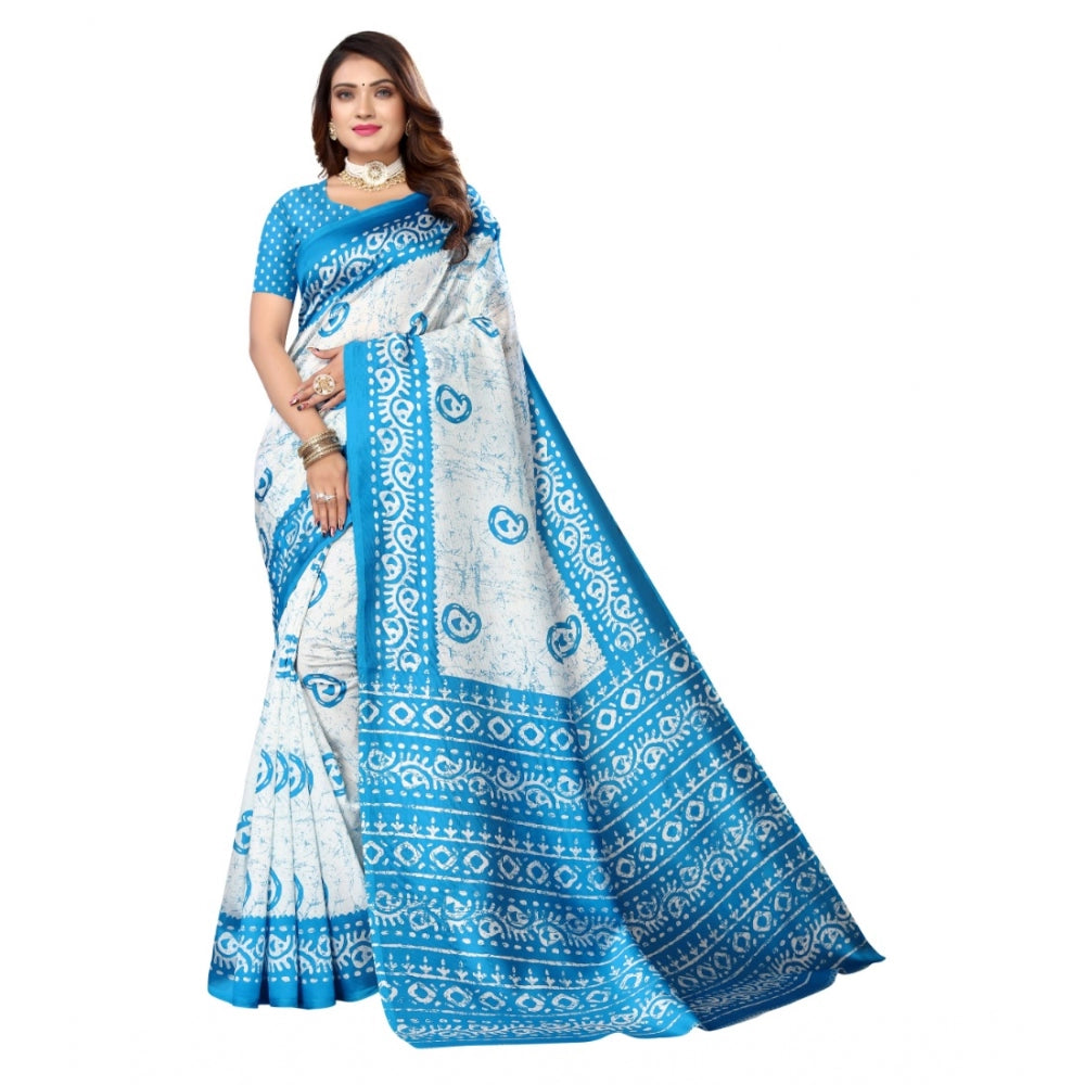 Art Silk Printed Saree With Unstitched Blouse