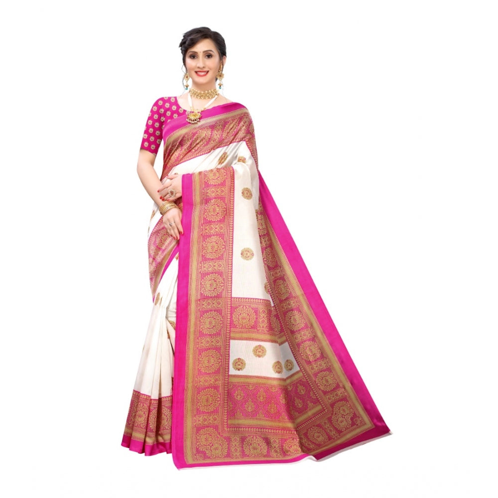 Art Silk Printed Saree With Unstitched Blouse