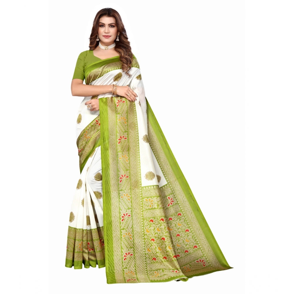 Art Silk Printed Saree With Unstitched Blouse