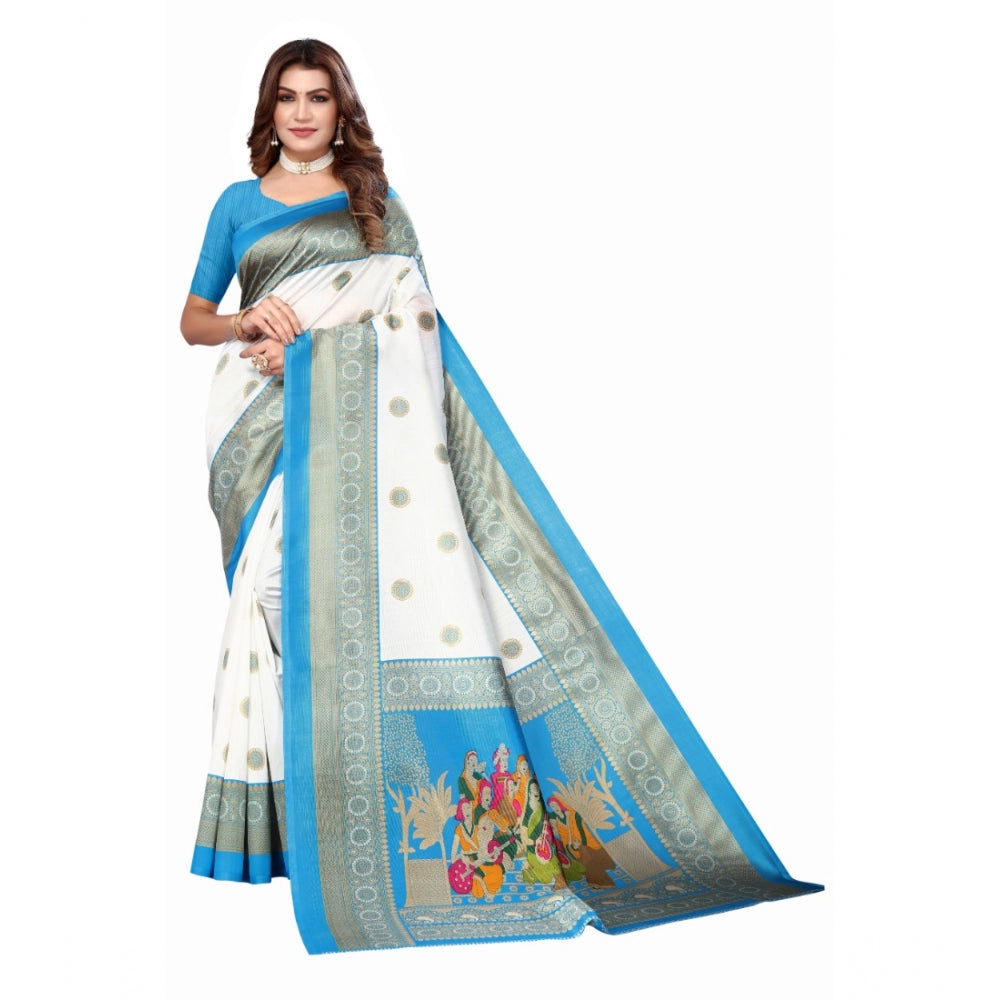 Art Silk Printed Saree With Unstitched Blouse