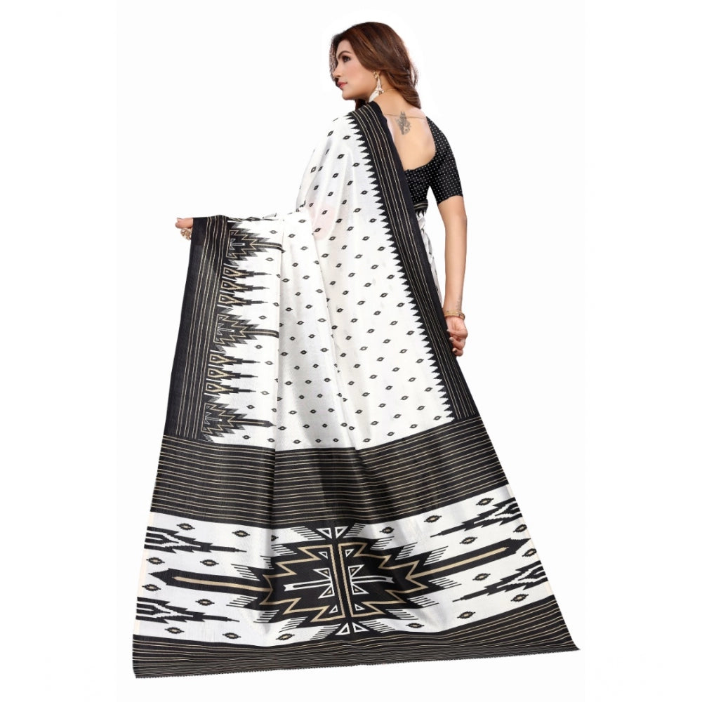 Art Silk Printed Saree With Unstitched Blouse