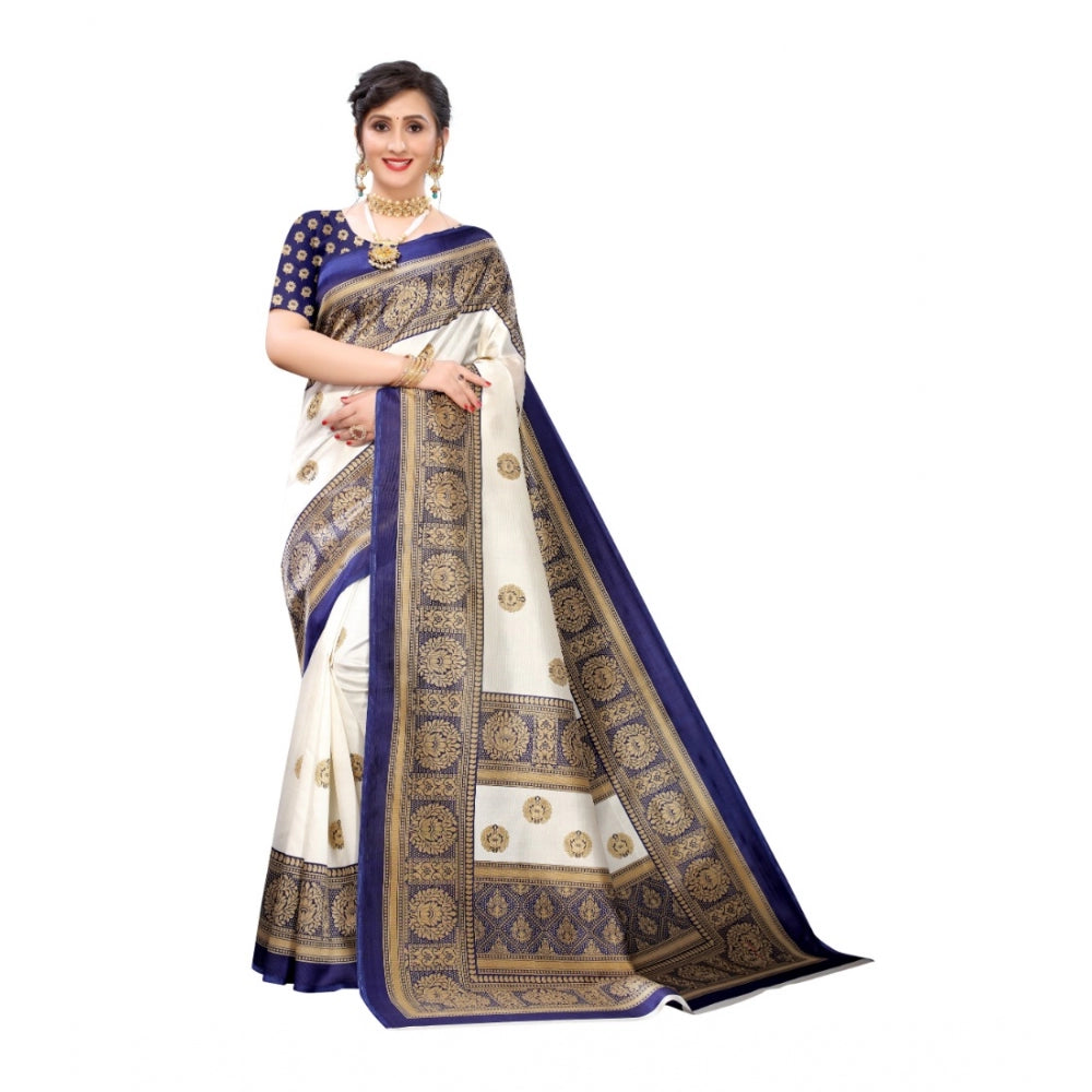 Art Silk Printed Saree With Unstitched Blouse