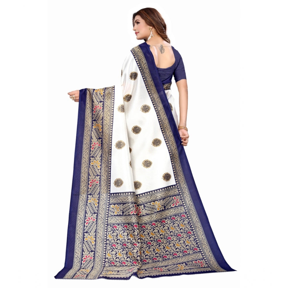 Art Silk Printed Saree With Unstitched Blouse