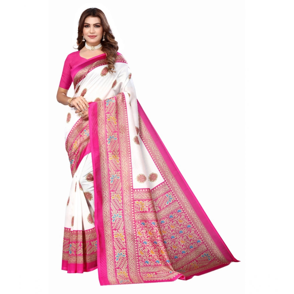 Art Silk Printed Saree With Unstitched Blouse