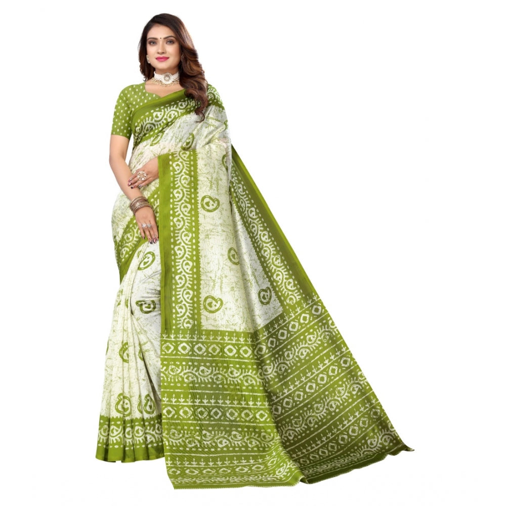 Art Silk Printed Saree With Unstitched Blouse