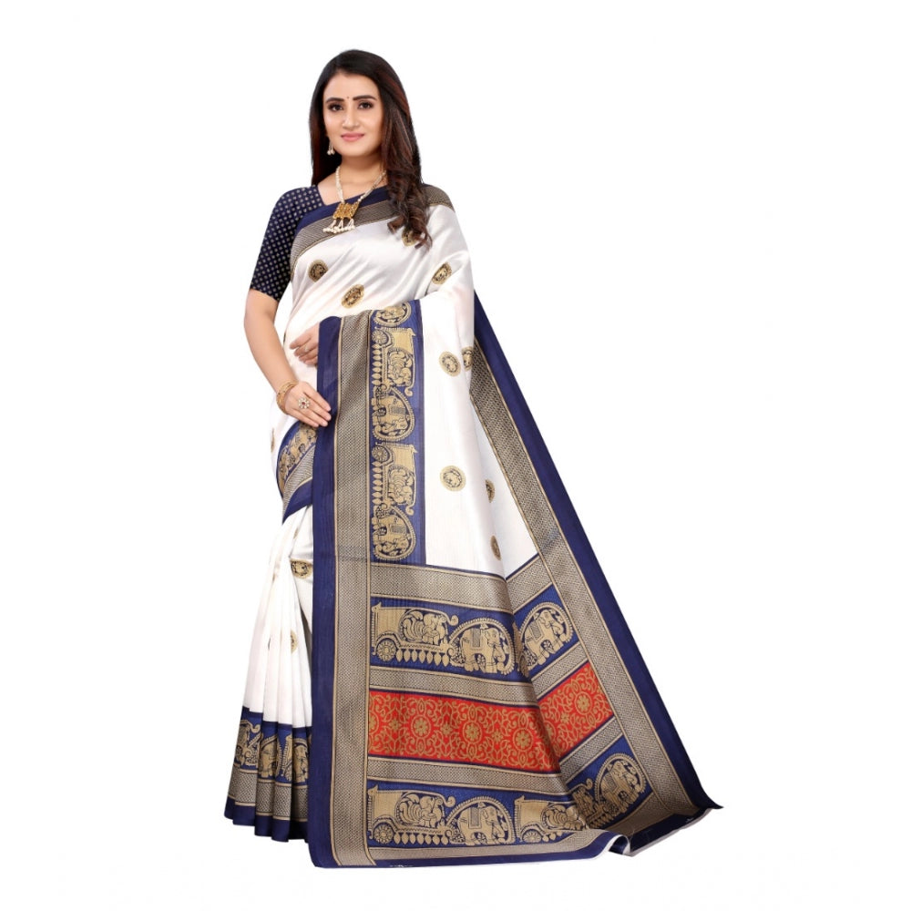 Art Silk Printed Saree With Unstitched Blouse