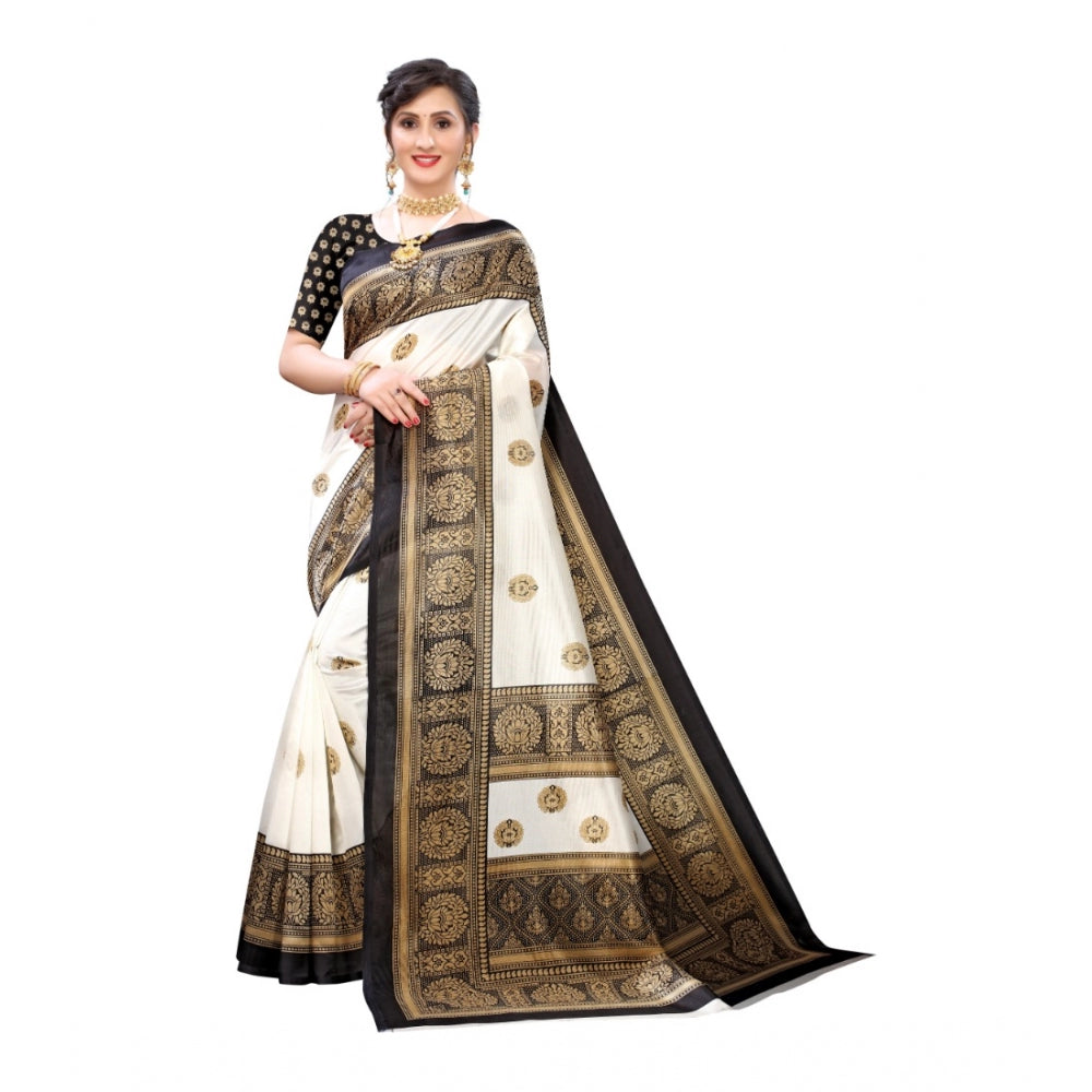 Art Silk Printed Saree With Unstitched Blouse