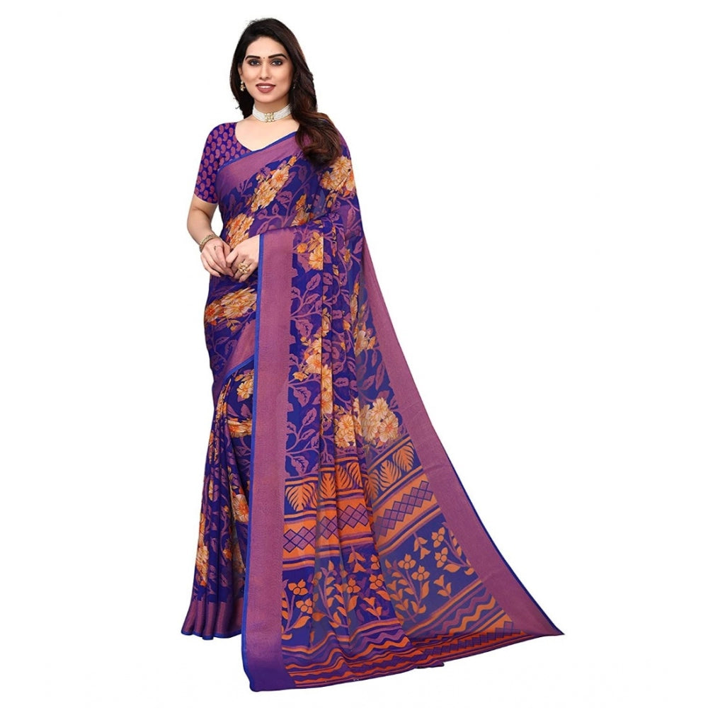 Viscose Rayon Printed Saree With Unstitched Blouse