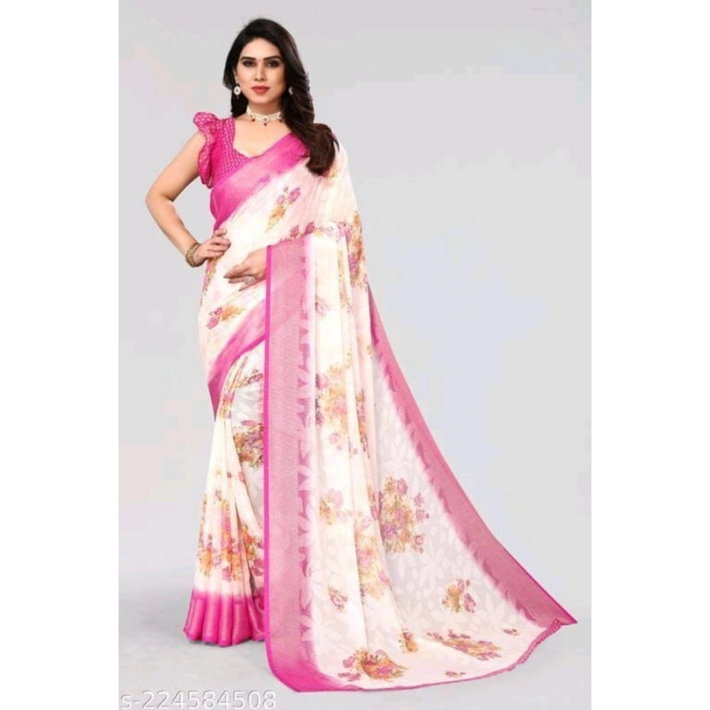 Viscose Rayon Printed Saree With Unstitched Blouse