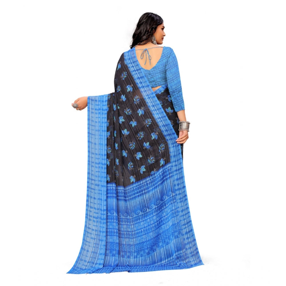 Georgette Printed Saree With Unstitched Blouse