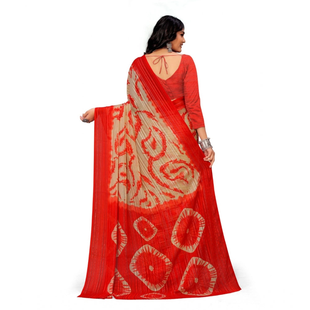 Georgette Printed Saree With Unstitched Blouse